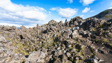 eski taş Laugahraun lav Field'da yamacında
