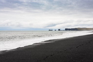 Reynisfjara plaj ve Dyrholaey cliff görünümünü