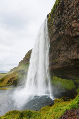 Seljalandsfoss şelale Eylül ayında yan görünüm