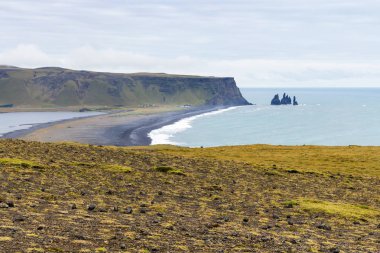Kirkjufjara siyah plaj Dyrholaey görünümünü