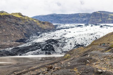 İzlanda'daki Solheimajokull buzulun görünümü