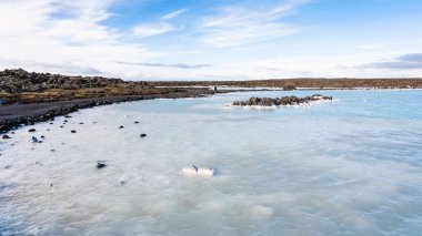 İzlanda'daki Mavi Lagün Jeotermal lake görünümü