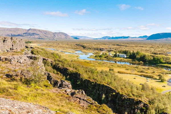 View of rift valley with fault in Thingvellir park — Stock Photo, Image