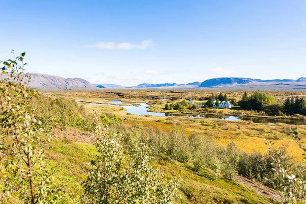 Panorama do vale do rift no parque Thingvellir — Fotografia de Stock