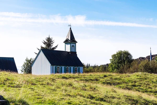 Thingvallakirkja iglesia en Thingvellir en otoño — Foto de Stock