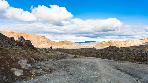 Laugahraun 火山熔岩场在冰岛的道路 — 图库照片