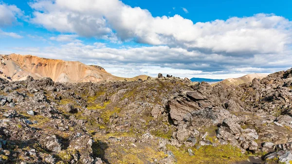 Laugahraun 火山の溶岩フィールドのパノラマ ビュー — ストック写真