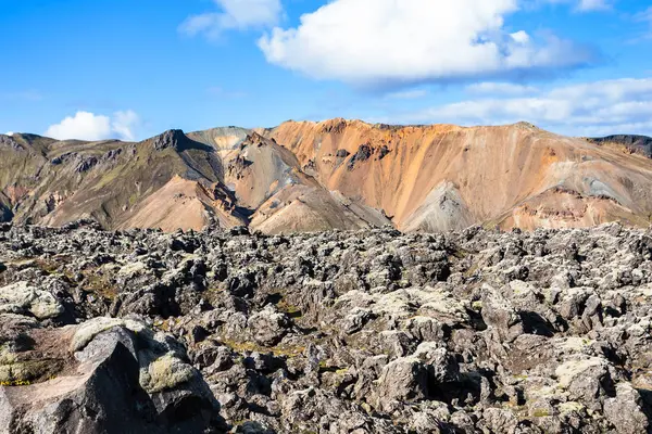 Вулканический валун на месторождении Лаугаран в Исландии — стоковое фото