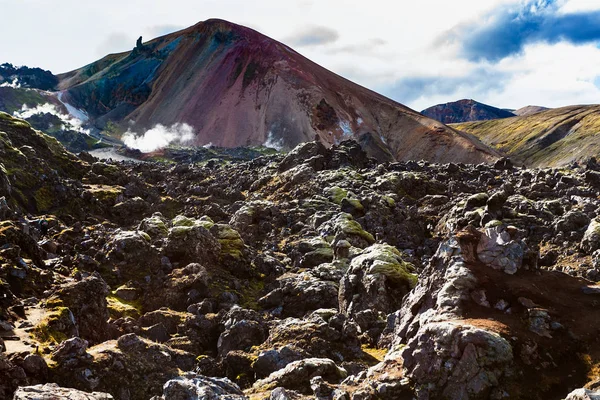 Mount Brennisteinsalda poblíž Laugahraun lávové pole — Stock fotografie