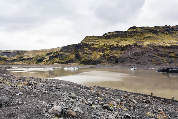 Caminho a pé da geleira Solheimajokull — Fotografia de Stock