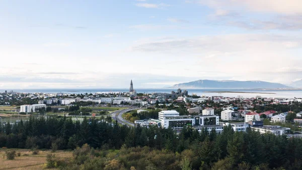 akşam Perlan Reykjavik şehir panoraması
