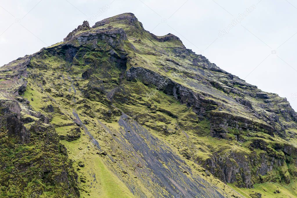 slope of volcanic mountains near Skogafoss