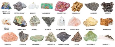 İsimli doğal mineral numuneleri koleksiyonu