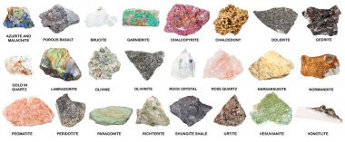 collection of natural mineral specimens with name clipart