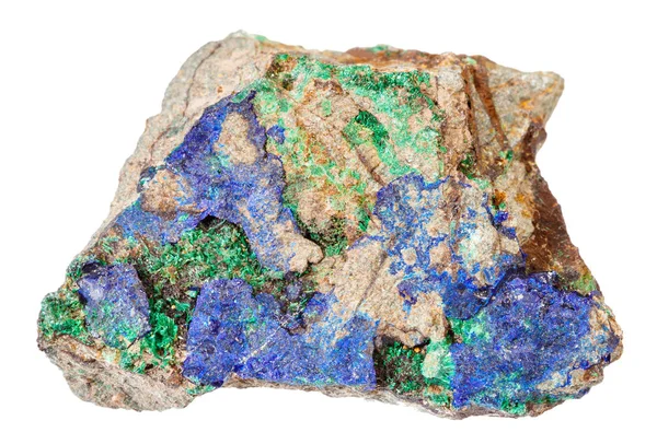 Azul Azurita y verde Malaquita en piedra aislada — Foto de Stock