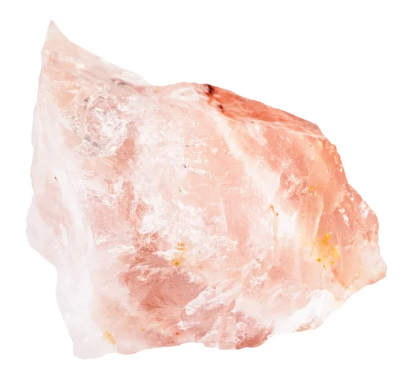 Cristallo grezzo di pietra preziosa di quarzo rosa isolato — Foto Stock