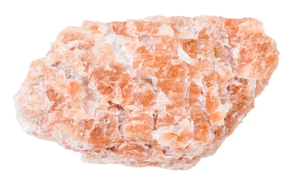Pedra pegmatita rosa isolada sobre branco — Fotografia de Stock