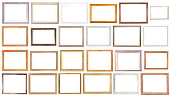 Conjunto de varios marcos de madera aislados — Foto de Stock