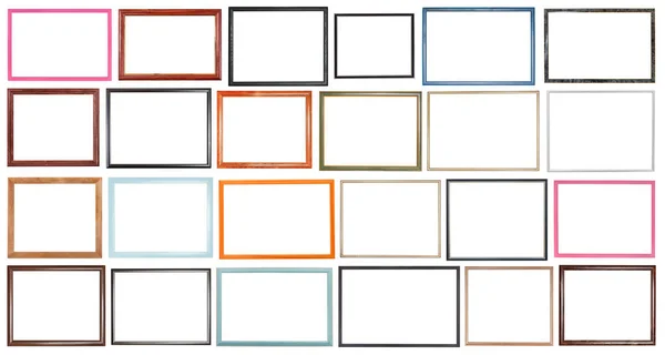 Modern narrow wooden picture frames isolated — Stock Photo, Image