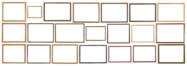Vintage narrow wooden picture frames isolated — Stock Photo, Image