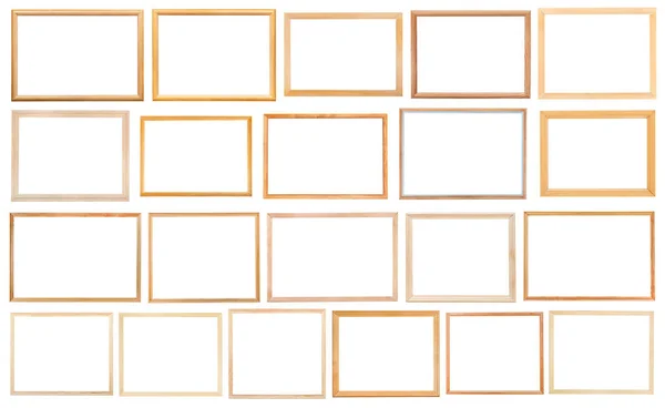 Simple narrow wooden picture frames isolated — Stock Photo, Image