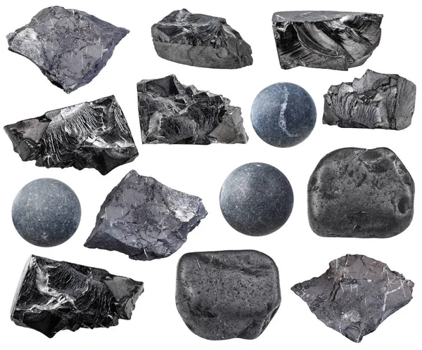 Gri shungite mineral taş topu — Stok fotoğraf