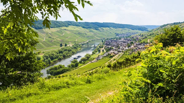 Mosel Vadisi nehir kasabada görünümünü yukarıda — Stok fotoğraf