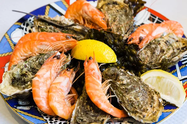 Atlantic seafood plate in local fish restaurant — Stock Photo, Image