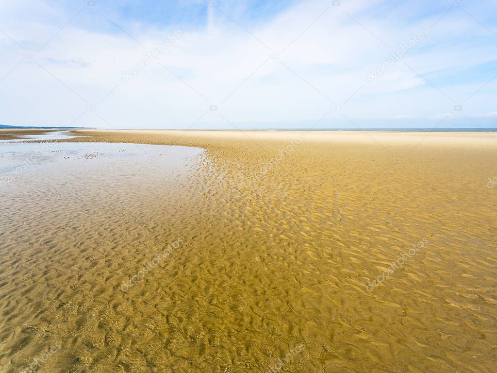 view of sand beach of Le Touquet in low tide