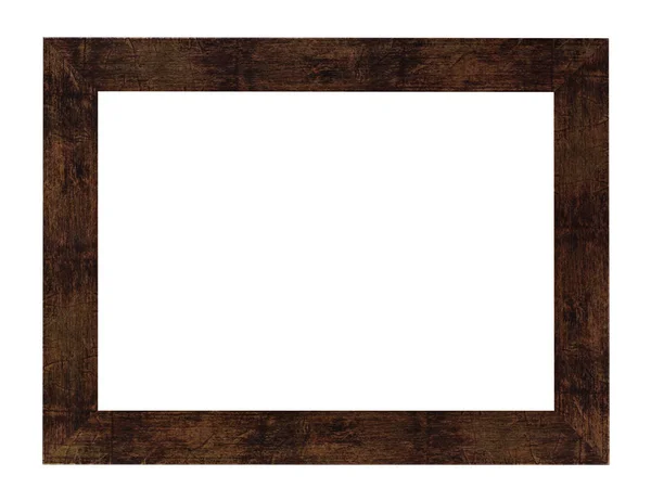 Flat brown painted wide wooden picture frame — Stock Photo, Image