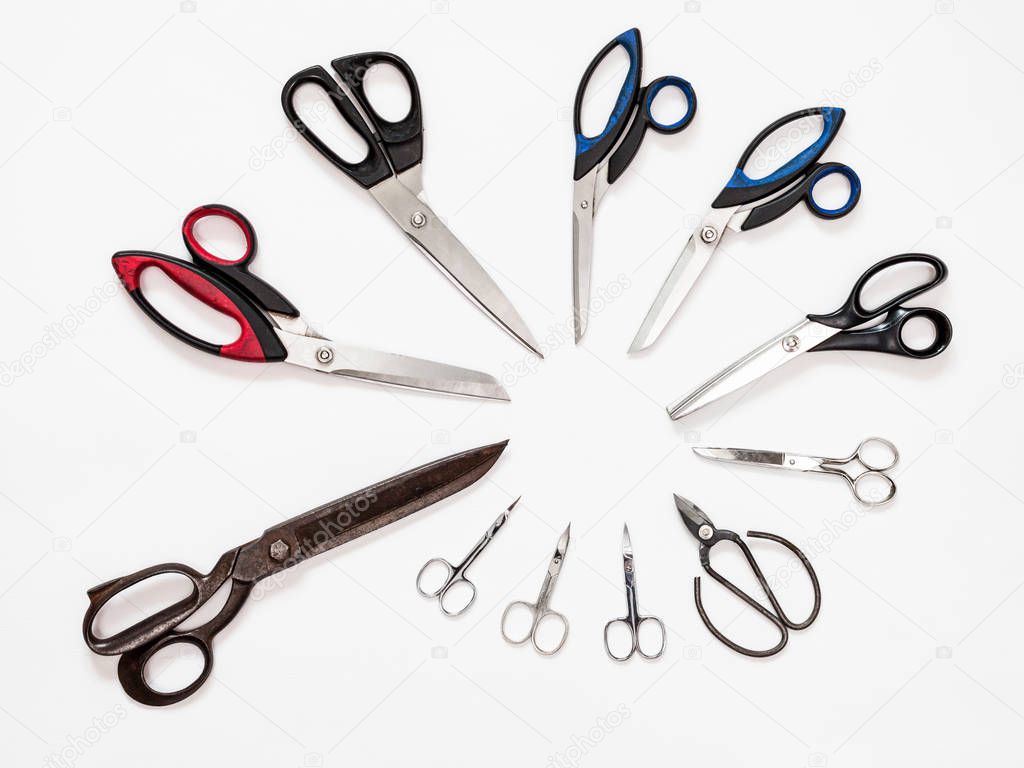 above view of circle from various shears on white