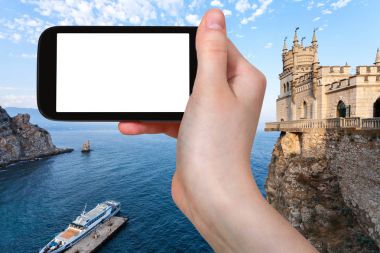 turist fotoğraf iskele ve Kırlangıç yuva Castle