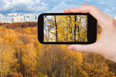turist fotoğraf kentsel park Moskova'da Güz