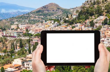 turist fotoğraf Taormina şehir Sicilya
