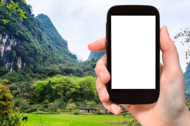 turist fotoğraf Yangshuo alanında yeşil