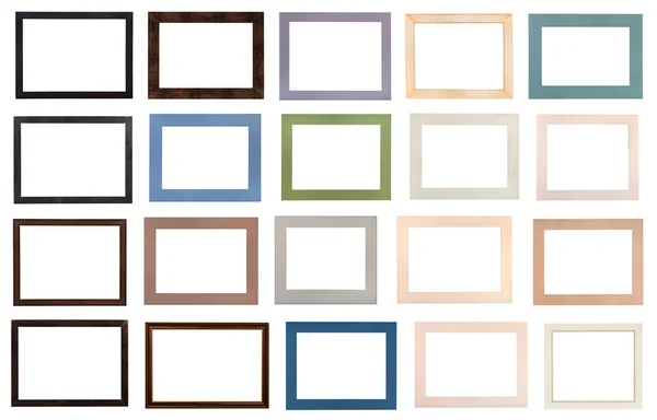 Wooden picture frames and various passe-partout — Stock Photo, Image