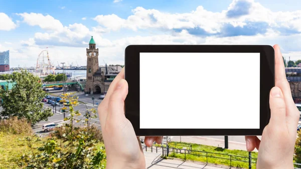 Turist fotografier fiskmarknaden på St Pauli — Stockfoto