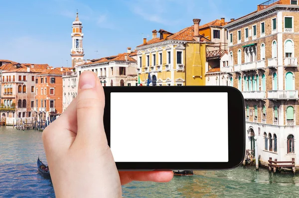 Palacios de fotografía turística en el Canal de Venecia — Foto de Stock