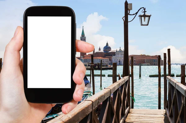 San Giorgio Maggiore görünümünü Venedik iskelesinden — Stok fotoğraf