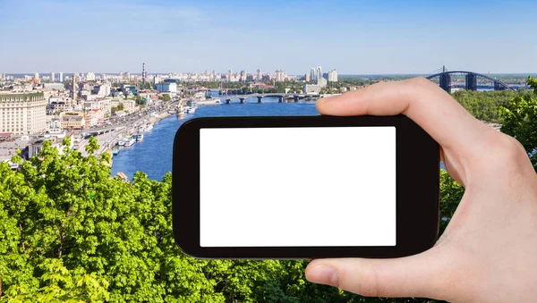 Fotografias turísticas Kiev cidade com rio Dnieper — Fotografia de Stock