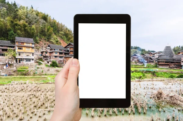 Toeristische foto's rijstveld in Chengyang — Stockfoto