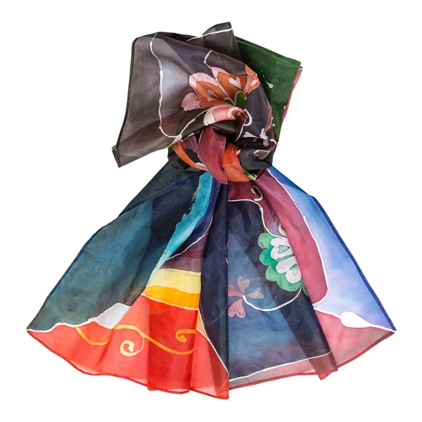 Annodato dipinto a mano batik foulard di seta isolato — Foto Stock