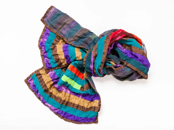 Knotted stitched patchwork scarf from silk strip — Stock Photo, Image