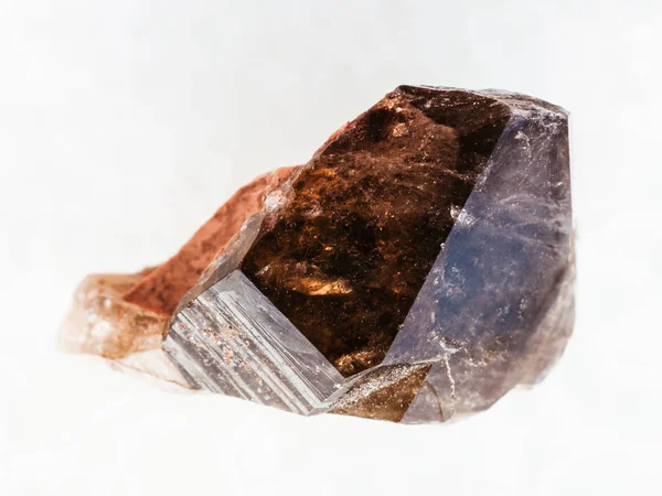 Rough crystal of smoky quartz gemstone on white — Stock Photo, Image