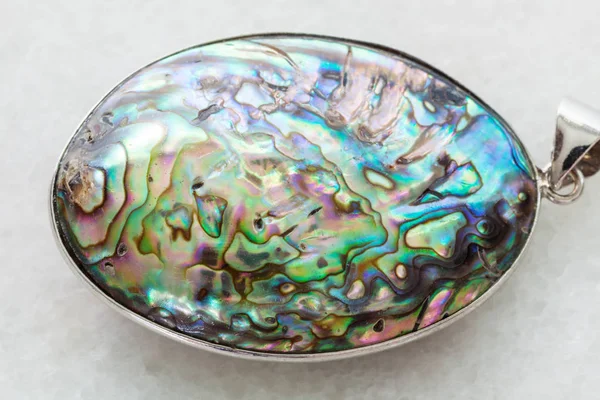 Beyaz üzerine Cabochon kabuk Abalone (haliotis) — Stok fotoğraf