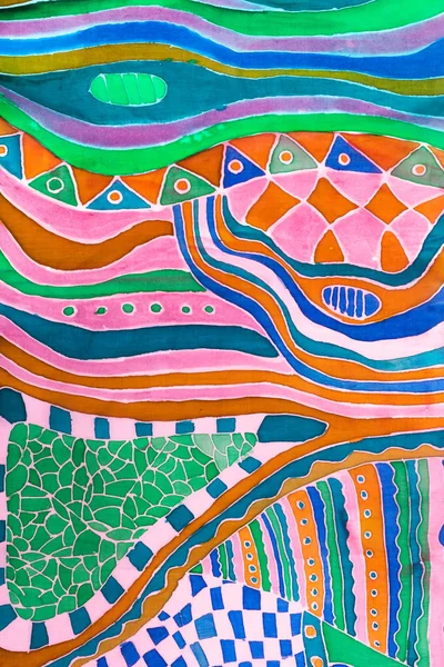 Patroon op zijden sjaal geschilderd in batik techniek — Stockfoto