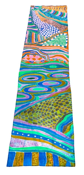 Above view of scarf painted in batik technique — Stock Photo, Image