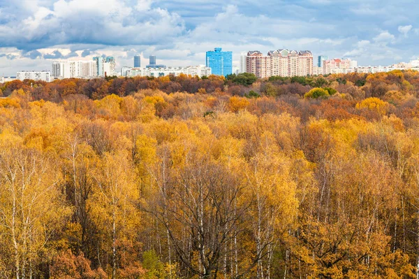 Urban park and apartment houses in autumn — Stock Photo, Image
