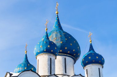 Doğuş Suzdal şehrin katedral kuleleri