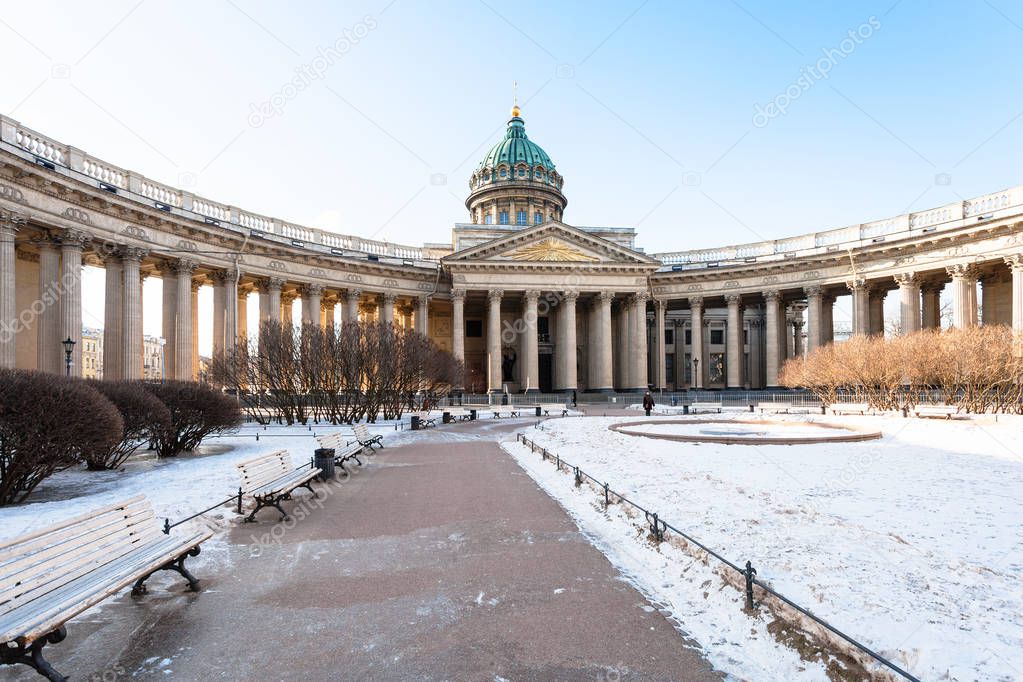 square near Kazan Cathedral in Saint Petersburg